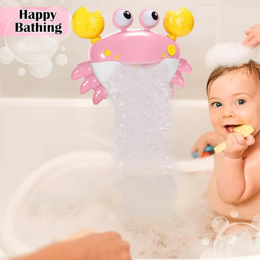 Crab Baby Bath Toys, Crab Bubble Bath Machine, Automatic Bath Toy Blows Bubbles & Plays Children’s Songs, Bathtub Bubble Maker - Kids Birthday Gift for 1 2 3 Year Old Boy Girl Pink