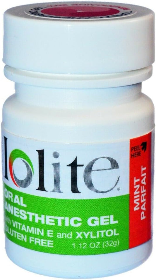 IOLITE Oral Topical Gel with Xylitol and Vitamin E - Gluten Free - Relief for Canker Soars and Dental Pains (1oz, Mint Parfait)