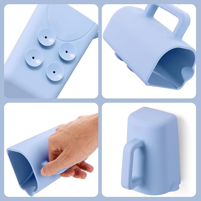 Baby Bath Rinse Cup with Suctions, 100% Food Grade Silicone, Rinser to Wash Hair and Body with Easy Grip Handle