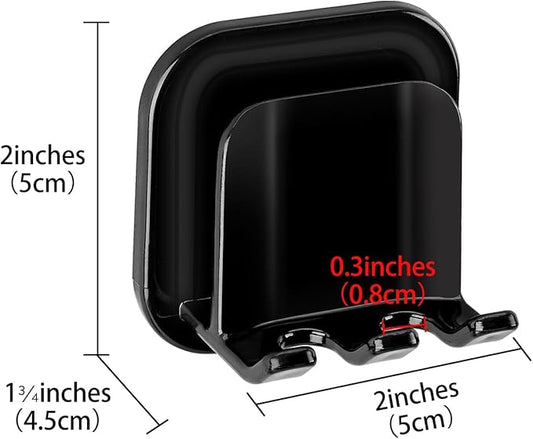 2 PCS Self-Adhesive Toothbrush Holders Wall Mounted, Water Proof Toothbrush Hook, 2 in 1 with Toothbrush Hanger and Gargle Cup Holder for Bathroom Shower (Black)