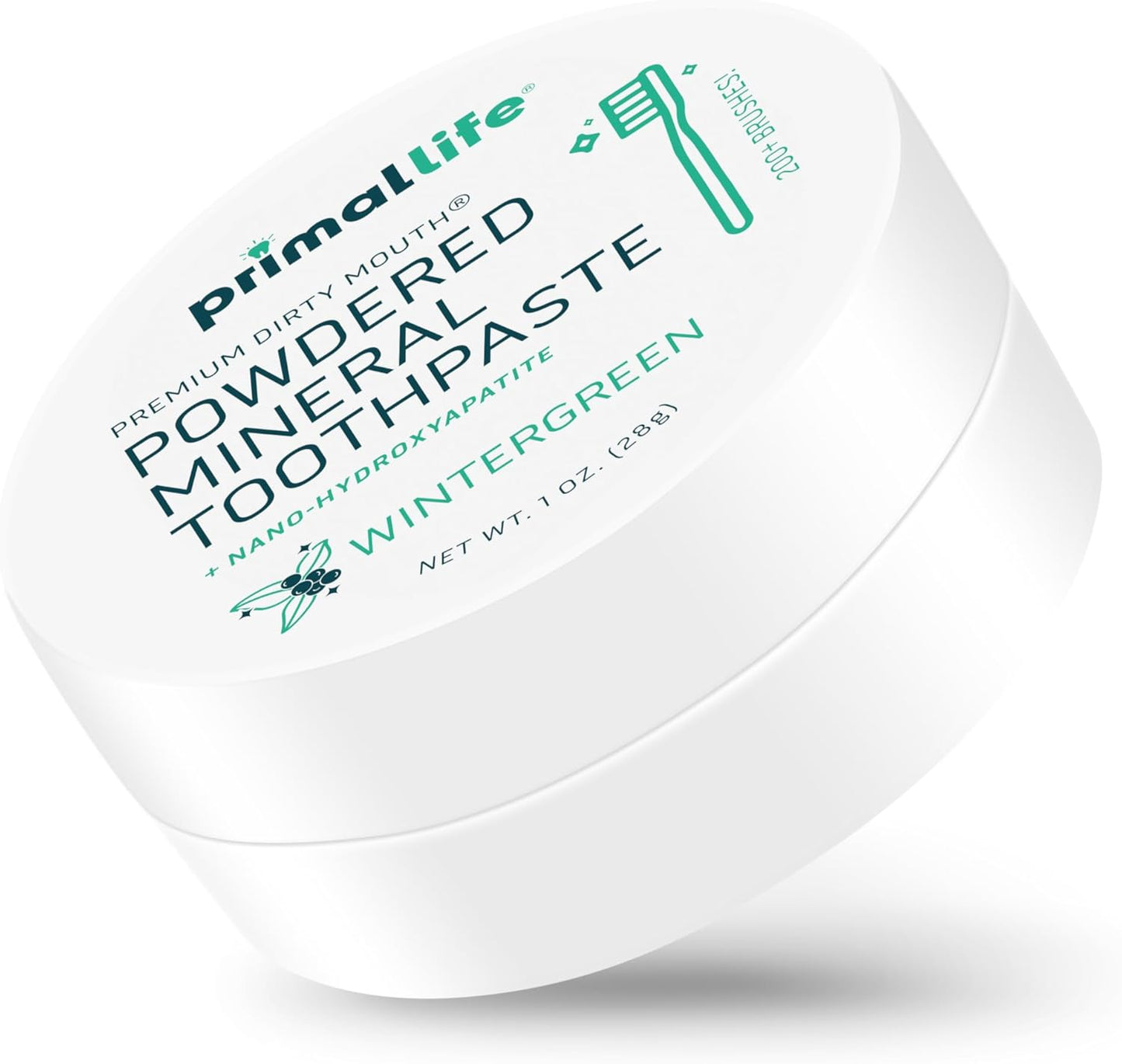 Primal Life Organics - Dirty Mouth Toothpowder, Tooth Cleaning Powder, Flavored Essential Oils with Natural Kaolin & Bentonite Clay, Good for 200+ Brushings, Organic, Vegan (Wintergreen, 1 oz)