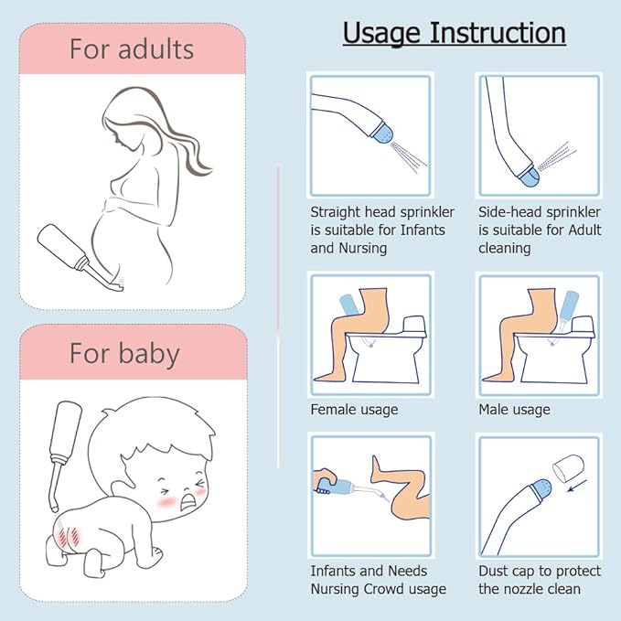 Handheld Personal Bidet Bottle, Bottle for Gentle Postpartum Care and Cleansing, Feminine Care, Personal Perineum Cleansing, 500Ml Portable Bidet Travel Bidet(Pink), Resistant to 100ºC,Bonus Bag