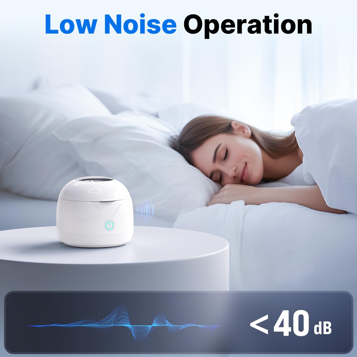 Ultrasonic Retainer Cleaner - UV Dental Cleaning Pod Night Guard Cleaner for Dentures, Aligner, Braces, Toothbrush Heads, Jewelry (White)