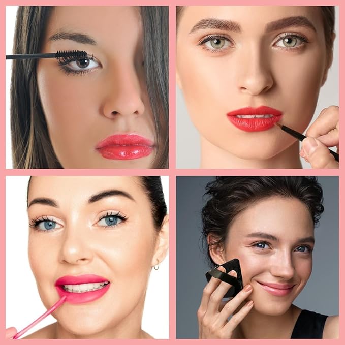 201pcs Disposable Makeup Applicators Kit with 80 Mascara wands 80 Disposable Lip Applicators 30 Eyelash liner Brushes 5 Triangle Makeup Puffs and 6 Bobby Pins for Makeup Artist Supplies