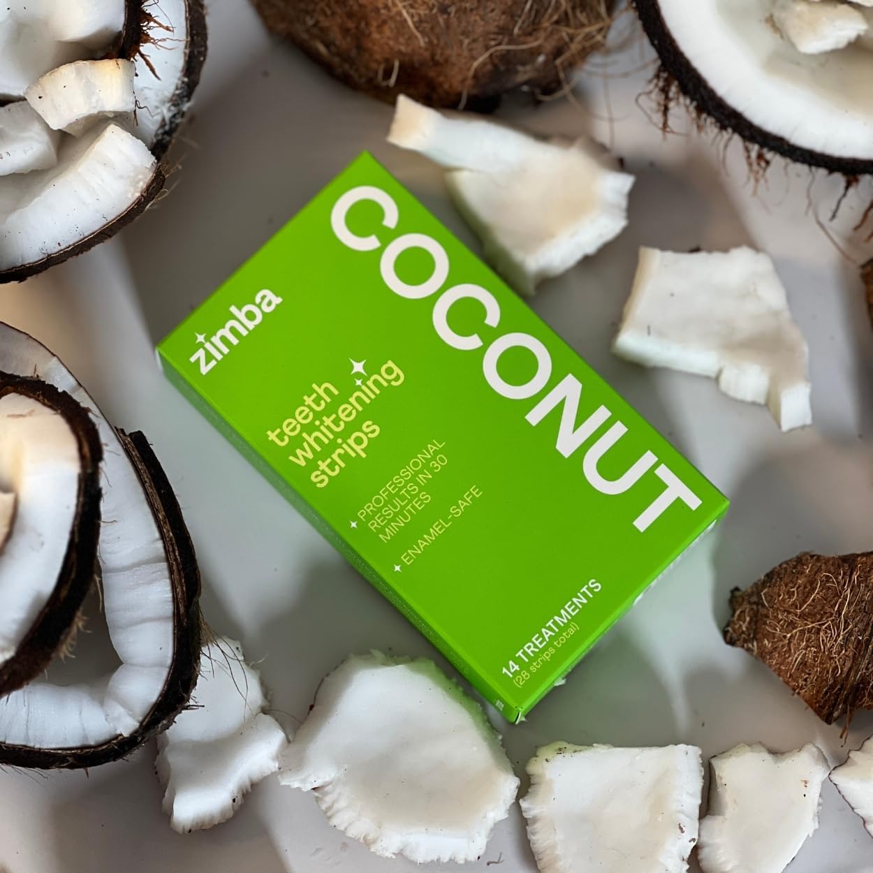 Zimba Coconut 2PK Teeth Whitening Strips for Teeth Sensitive, White Strips for Teeth Whitening, Teeth Whitener Stain Remover 28 White Strips Included Per Pack, 28 Day Treatment