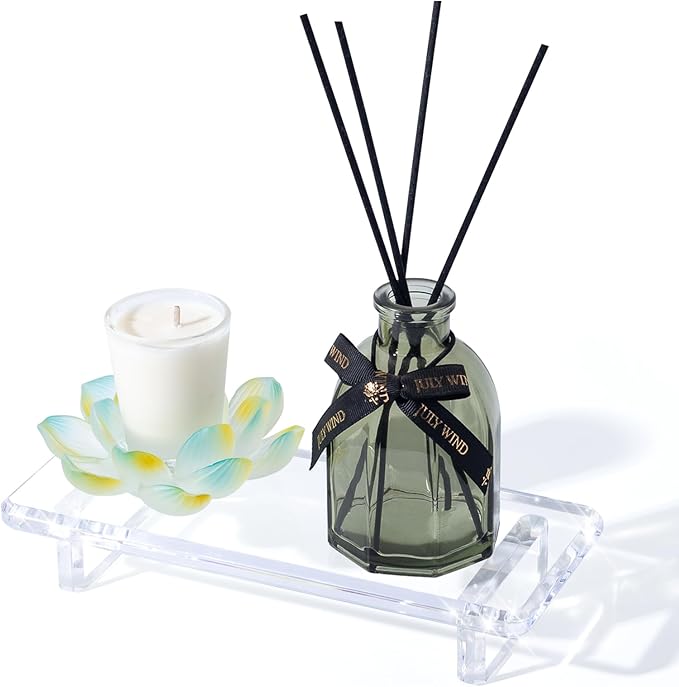 Acrylic Bathroom Counter Tray: Water-Resistant Kitchen and Bathroom Tray Countertop Decor,Perfect for Soap Dish,Vanity,Plant,Candle Decor,and Riser Organizer-Small