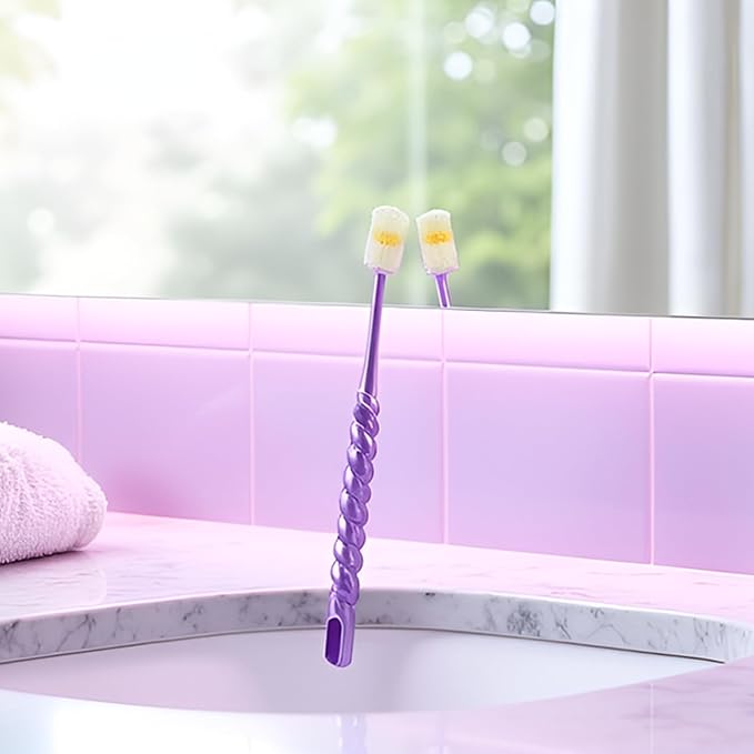 2 PCS Chemotherapy Must Haves for Women Chemotherapy Must Have Toothbrush for Sensitive Mouths Comfort Items Chemo Patients Spinning Toothbrush Oral Support Care Package (Purple)