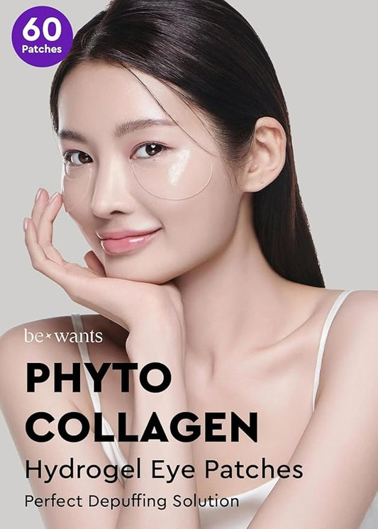 Bewants under eye patches for puffy eyes, Korean under eye mask with vegan collagen and 71.9% bamboo water, patches for dark circles and Cooling, 60 pieces