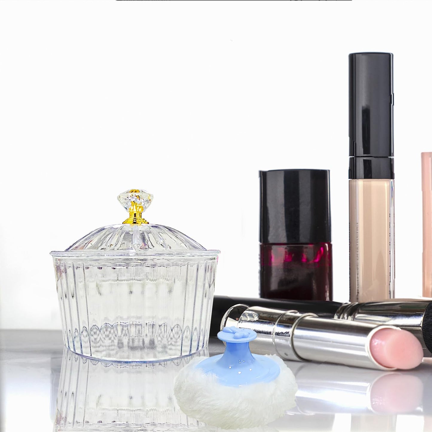 3 Pcs Body Powder Puff and Container, Large Soft Face Body Powder Puff Dish Fluffy for Women