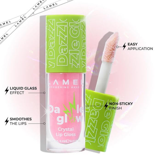 Lamel Dazzle Glow Crystal Clear Lip Gloss - Hydrating Lip Gloss - Non Sticky - Colored - Moisturizing - №401 Blossom