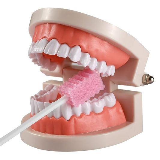 (100 Pack) Disposable Oral Swabs, Sterile Dental Sponge Swabsticks Unflavored for Mouth or Gum Cleaning - Sponge and Paper Rod.