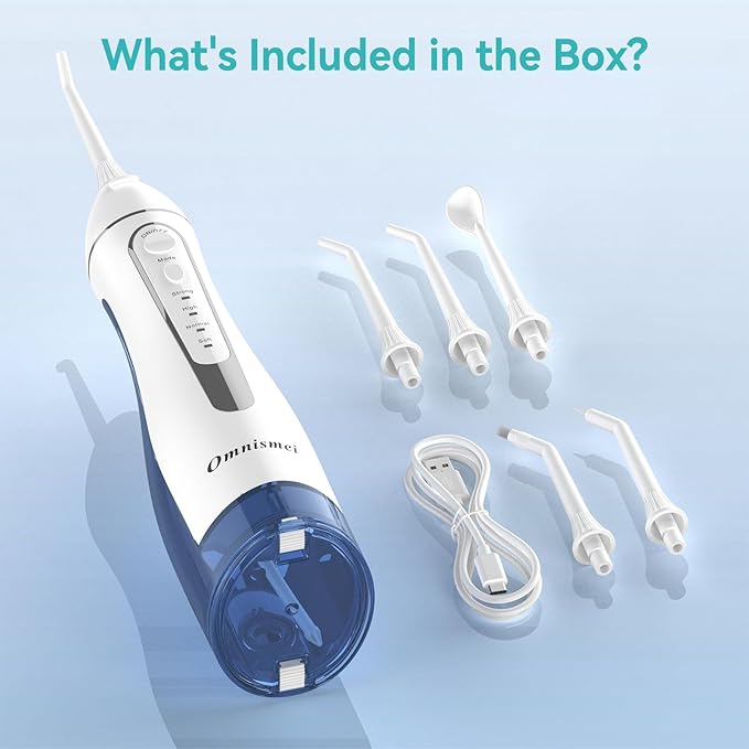 Water Dental Flossers for Teeth,300ML Cordless Portable Electric Water Flosser, 4 Modes Oral Irrigator, Waterproof Rechargeable Water Floss for Deep Cleaning,Plaque Remover,Braces Home Travel Use