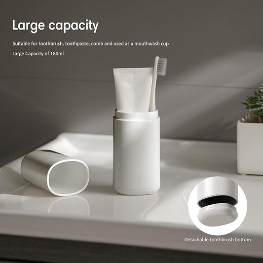 BALUCA Travel Toothbrush Case, Portable Tooth Brush Holder and Toothpaste Cover Container with Mouthwash Cup, Compact Oral Clean Tools Organizer for Traveling/Camping/School/Home - Large Capacity