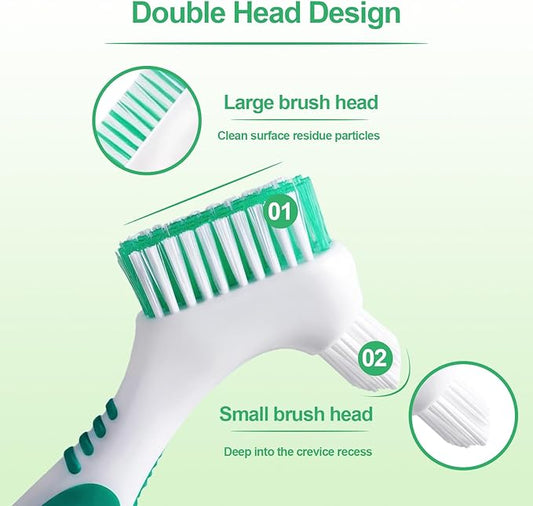 Denture Brush 4Pcs Denture Toothbrushes,Denture Cleaning Care Cleaning Brush,Double Sided Toothbrush for Denture Cleaning Care