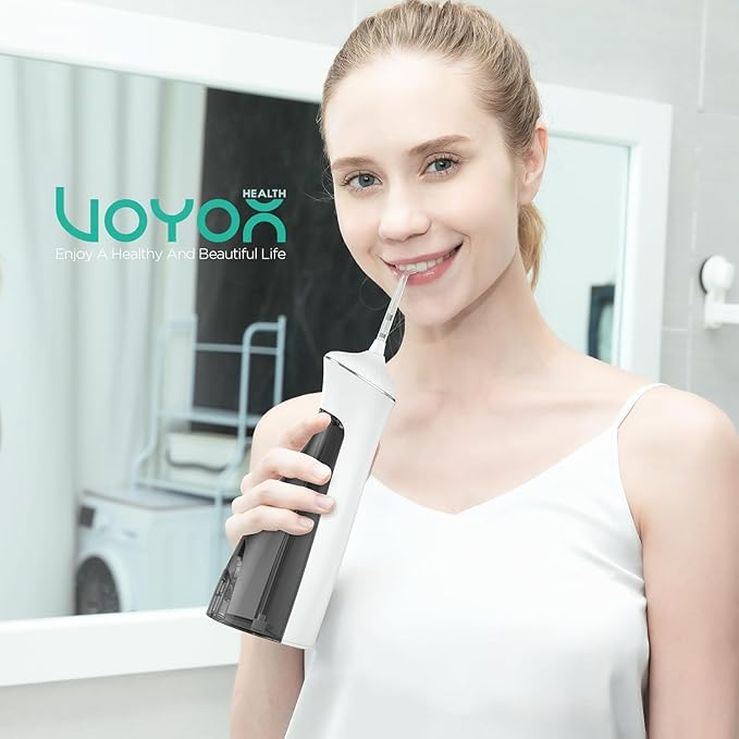 VOYOR-HEALTH Water Dental Flosser for Teeth Cordless, Rechargeable Electric Flosser for Teeth Cleaning and Flossing, Portable Oral Irrigator 3 Modes & IPX7 Waterproof for Travel Home WF400 (Grey)