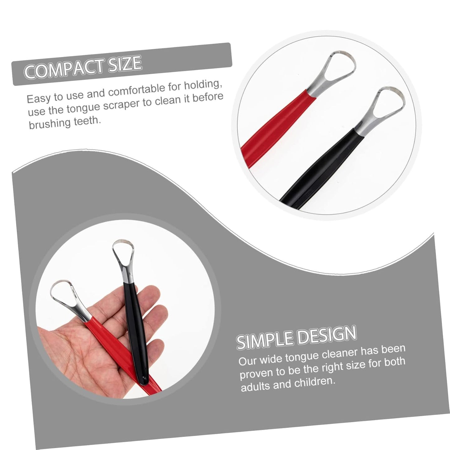 2pcs Tongue Cleaner for Adults Stainless Steel Tongue Scraper Oral Hygiene Bad Breath Remover Easy to Use