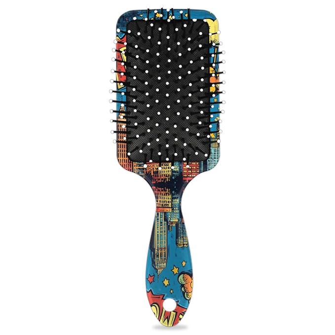 Kids Hair Brush for Boys Girls Toddler - Cartoon Comic Detangler Hairbrush for Wet Dry Thin Long Curly Hair Pain-Free Comb Glide Through Tangles with Ease and Massage Scalp
