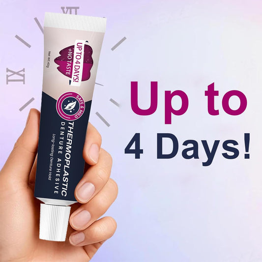 2Pcs Thermoplastic Denture Adhesive, Refits and Tightens Loose Upper and Lower Dentures and Partials, Comfortable, Secure Denture Grip for Up to 4 Days