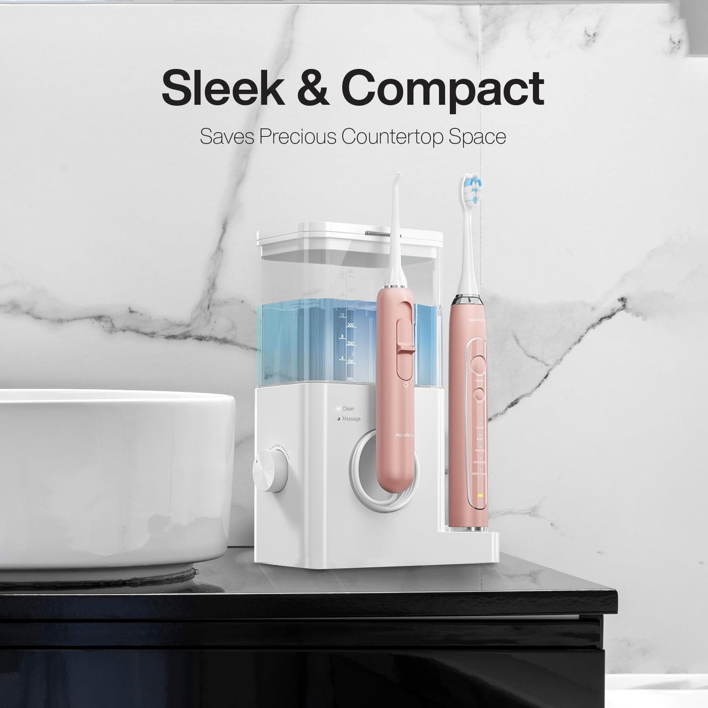 AquaSonic Home Dental Center PRO – Brushing & Flossing Made Easy – Brush & Floss – Power Toothbrush & Water Flosser – Whiter Teeth & Healthier Gums