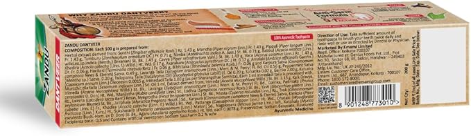 Zandu Dantveer, Fights 9 Dental Problems, with Irimedadi Oil, Advanced Ayurvedic Oral Care Toothpaste, Scientifically Proven Formula (200gm/7 Oz)