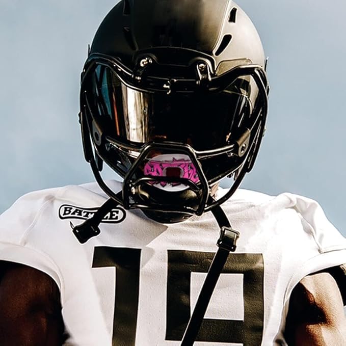 Battle Sports Oxygen Football Mouthguard - Football Mouth Guard with Strap, Superior Airflow & Better Performance, Maximum Breathability, Works with Braces