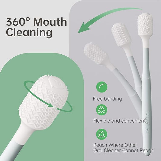 Effective Tongue Scraper and Oral Mucosal Cleaner Kit for Adults - Ergonomic Tongue Cleaner Promotes Fresher Breath, Oral Mucosal Cleaner package, Personal Care Essential (Blue)