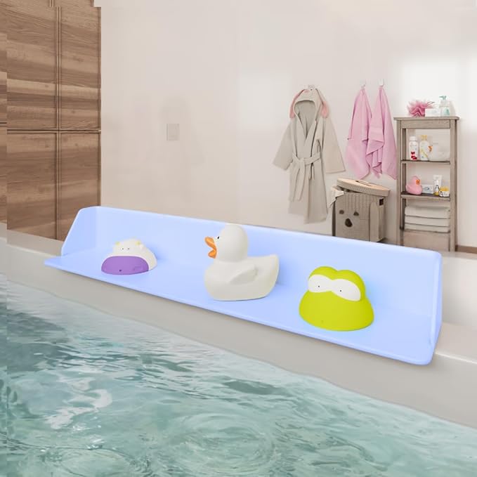 PlayPad, 3-Ft Long with SplashGuard For Bathtub, 5-Inch Tall - Kids Mess-Free Bath and No Leaks with Strong Suction Cups - Ocean Blue