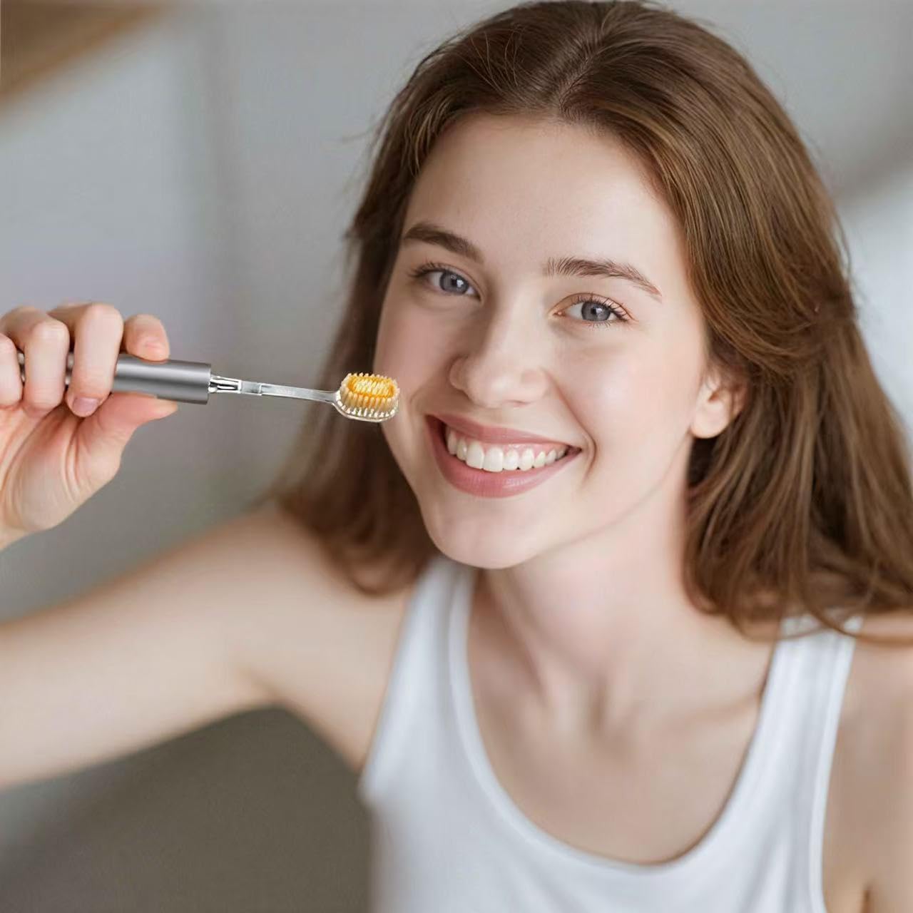 Ultra Soft Manual Toothbrushes for Adults Sensitive Gums– Eco-Friendly Aluminum Alloy+ABS Handle with 6 Replaceable Gum Care Heads, Gentle Wide Bristles for Sensitive Teeth & Gums