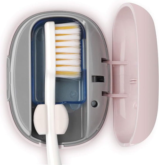 NewWay Mini Toothbrush Cover Rechargeable Travel Toothbrush Case with Holder for Houshold and Traving or Business Trip Pink
