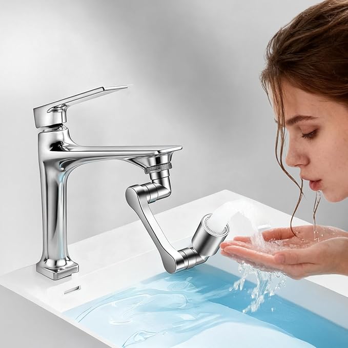 Faucet Extender, 1440°Swivel Aerator with 2 Spray Modes, for Kitchen Bathroom Sink, Helps Kids Toddlers Wash Hands & Face Washing, Fit G1/2" 55/64" 15/16"EAGZFFI
