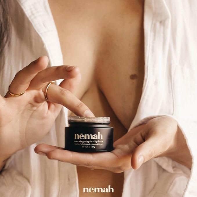 Nemah - Organic Nipple Balm, Nipple Cream Safe for Breastfeeding - 2-in-1 Nipple Butter & Lip Balm, Nursing Nipple Balm - Non-Greasy, Vegan, & Cruelty-Free - 1 oz.