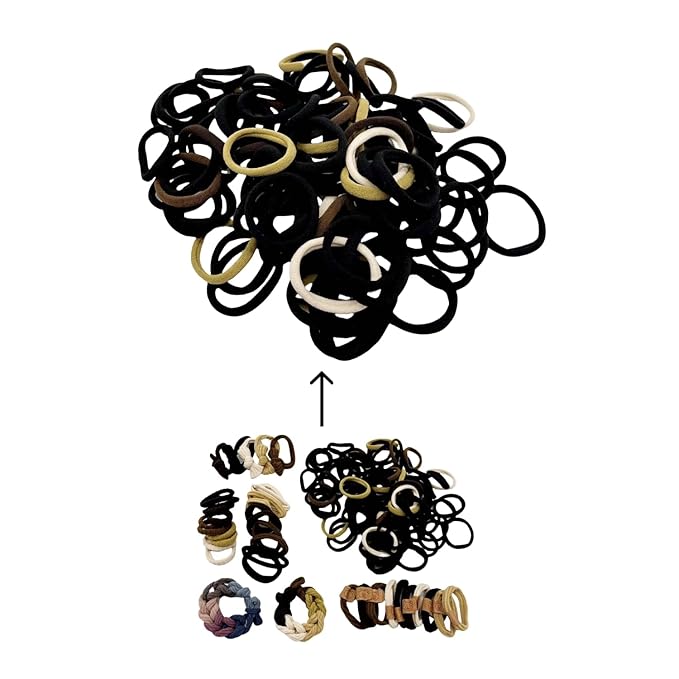 137 Pcs Hair Ties with Seamless High Elastic in Ponytail Holders Kit that don't Damage your Hair (6 Styles)