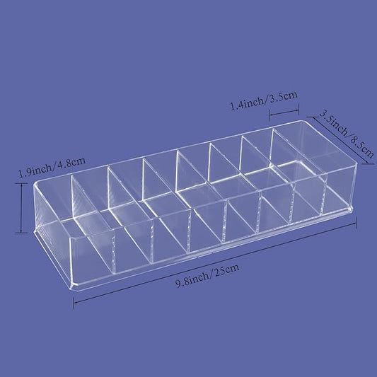 Acrylic Makeup Organizer,4 Pack Makeup Compact Organizer Detachable Makeup Organizer Clear Vanity Drawer Organizer, 8 Spaces Clear Cosmetic Display Case for Bathroom, 10x3.3x1.7 Inches