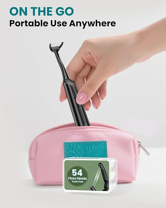 Electric Flosser Refills - 108 Pack of Double-Line Floss Heads | Easy Snap-On, Gentle Gum Care | Replacement Heads for Effective Flossing-Black