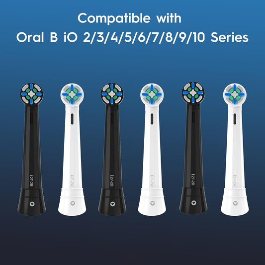 10 PCS IO Replacement Heads Compatible with Oral B IO 2/3/4/5/6/7/8/9/10/Deeep Clean Electric Toothbrush, Toothbrush Brush Heads Compatible with Oral B IO for Teeth Clean (Black)