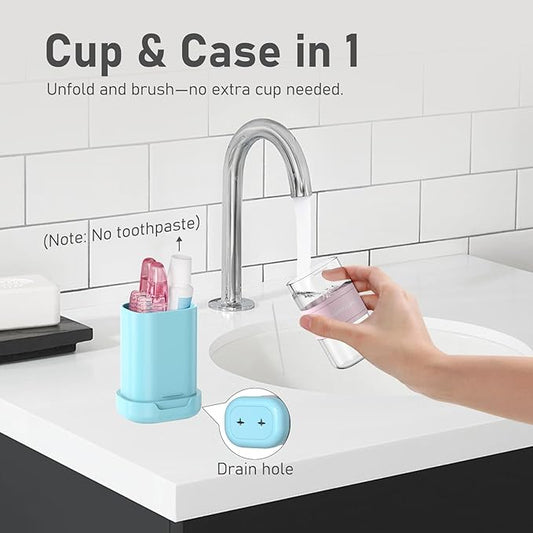 Toothbrush Travel Case Kit,Portable Folding Tooth Brush Holder and Toothpaste Cover Container with Mouthwash Cup, Oral Clean Tools Organizer for Traveling, Bathroom, Camping, Business Trip(1Pack)