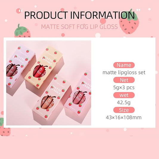 3 Piece Matte Lipstick Set,Nude Liquid Lipstick Velvet Air Moisture Smooth Crayon Lip Stain,Matte Liquid 24 Hour Superstay Long Lasting Waterproof Lip Gloss for Women Makeup(3PCS)