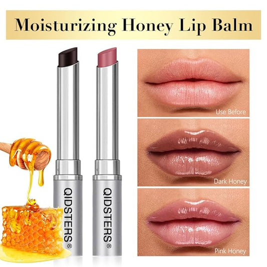 2Pcs Honey Lipstick Tinted Lip Balm, Sheer Hydrating Lip Stain for All Skin Tones, Natural Lightweight Lips Gloss Makeup for Women, Vegan & Cruelty-Free
