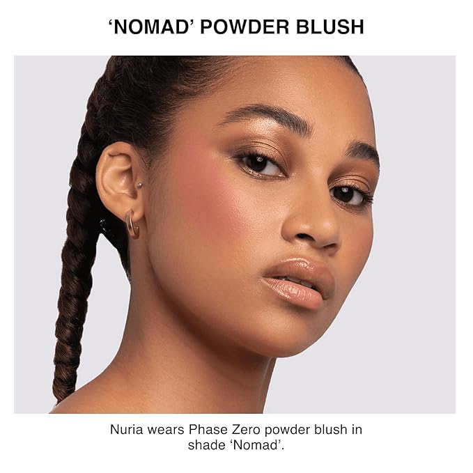 Phase Zero Makeup Powder Blusher - "Nomad" - 4g / 0.141 oz - Full Coverage, Natural Blush - Soft, Buildable Pink, Coral, Peach & Golden Hues - Matte & Shimmering Shades Gives Cheeks a Radiant Glow