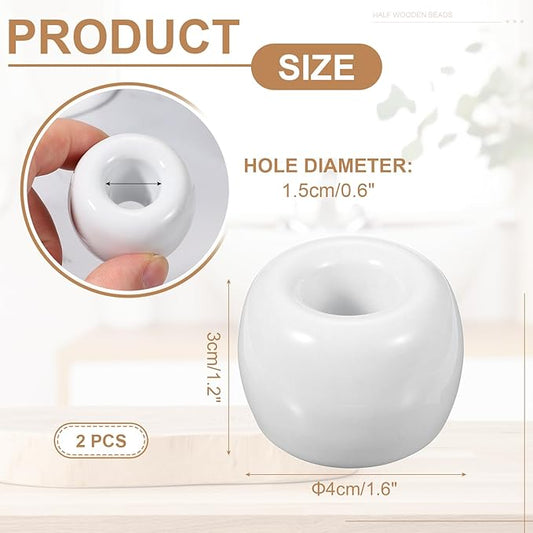 uxcell 2 Pcs Mini Ceramics Toothbrush Holder Stands, Sleek Mini Countertop Toothbrush Round Shape Ceramic Holder Stand for Bathroom Vanity Countertops, White