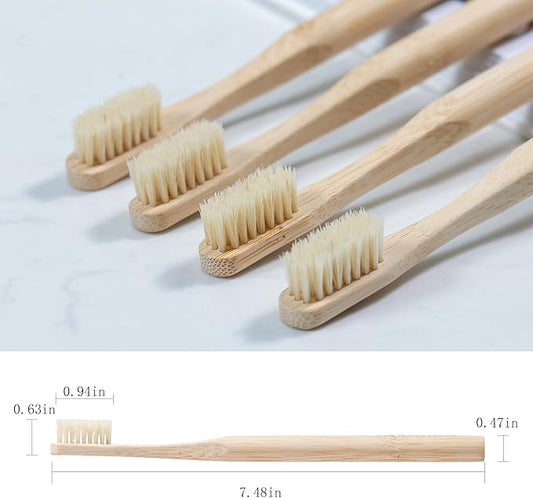 Boar Bristles & Bamboo Toothbrush, Premium Boar Bristle Toothbrush for Adult, Plastic & Nylon Free, Eco-Friendly Natural Biodegradable Compostable Bamboo Tooth Brushes 6 Pack