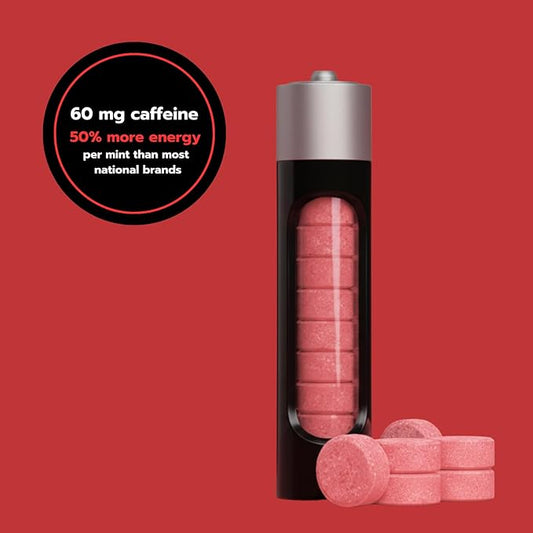 Caffeine Mints by Rally, 60milligram Caffeine, Instant Energy, Fresh Breath Caffeinated Mints, 0 Sugar, Cinnamon Flavor (2 Packs, 20 Mint)