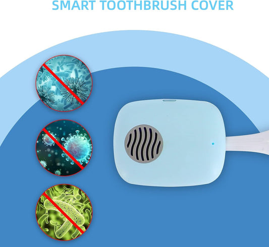 Toothbrush Travel Cover, Toothbrush Travel Case With Air Drying Function, Rechargeable Portable Toothbrush Travel Container with Holder for Household and Travell Blue