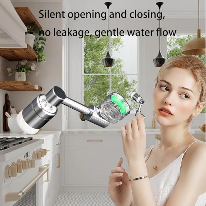 1080° Swivel Faucet Extender Faucet Extender Universal Sink Faucet Adapter with 2 Mode Rotatable Faucet Aerator Heavy Duty Brass Splash Filter Extension for Kitchen Bathroom Sink