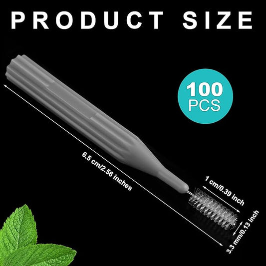 Patelai 100 Pieces Braces Brush for Cleaner Interdental Brush Toothpick Dental Flossing Head Oral Hygiene Flosser Tooth Cleaning Tool (Gray)