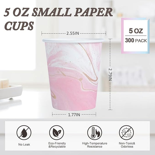 300 Pack 5 oz Paper Cups, Disposable Bathroom Cups, Colorful Mouthwash Cups, Small Disposable Paper Cups, Mini Cup for Party, Picnic, BBQ, Travel and Event