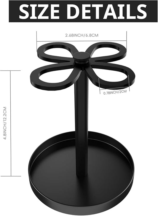 Metal Toothbrush Holders for Bathroom with 4 Slot Black Tooth Brush Holder Stand and Non-Slip Base, Countertop Organizer for Family and Hotel,Compact Design