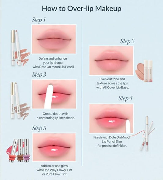 Heart Percent Dote On Mood Lip Liner Pencil, Long-Lasting Creamy Lip Crayon Smooth Lipliner Retractable Lipstick Overlip Line Color 0.8g, #01. Peach Beige