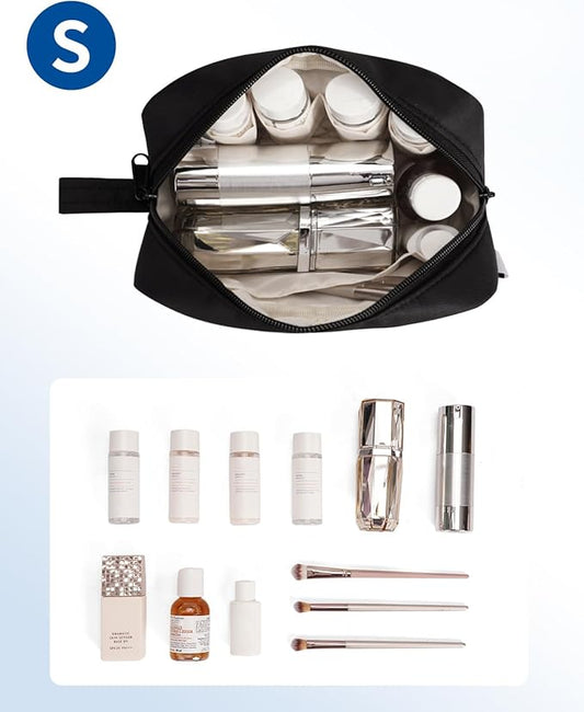 Narwey Small Makeup Bag for Purse Travel Makeup Pouch Mini Cosmetic Bag Zipper Pouch for Women (Black, Small)