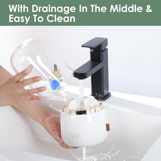 Toothbrush Holders for Bathrooms,Rotating 7-Slot with Cover and Draining Water,Kids Electric Toothbrush Holder and Toothpaste Stand Storage for Bathroom Accessories Counter Organizer Vanity